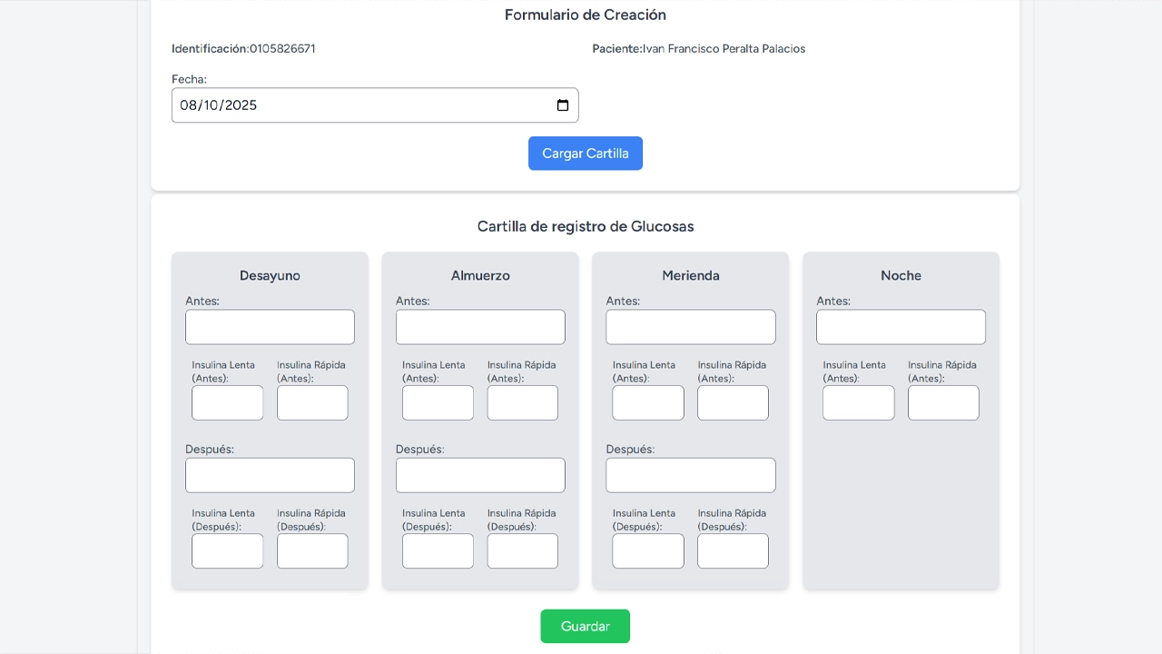 Formulario de control de pacientes